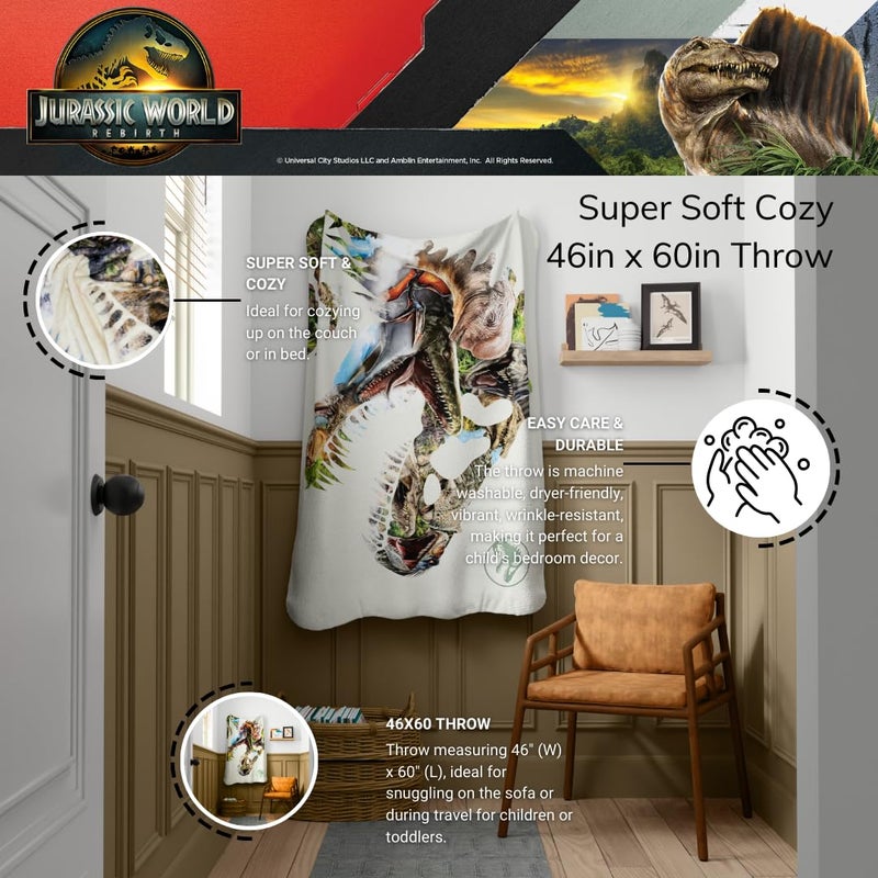 FRANCO Jurassic World Rebirth Kids Bedding Super Soft Plush Throw Blanket  46 in x 60 in  (Officially Licensed Product) - Image 2