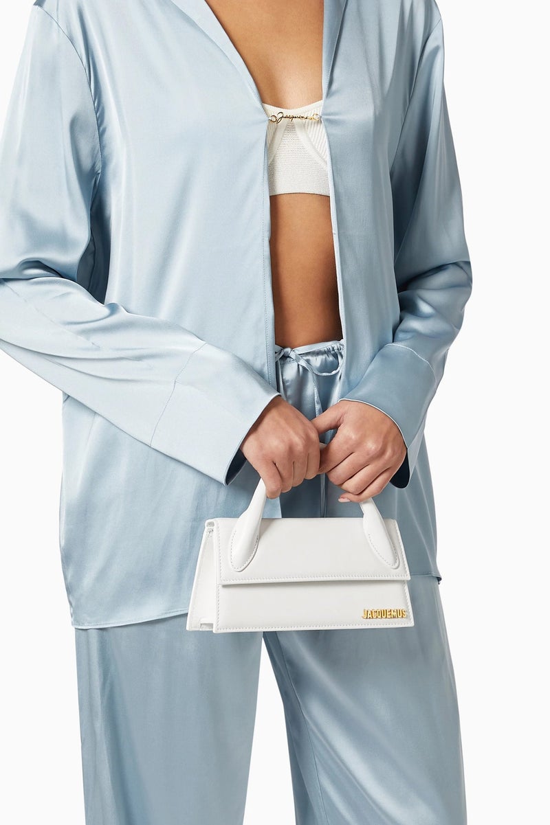 Jacquemus  لو تشيكيتو طويلة حقيبة يد حقيبة حمل الجلد رفرف طويل مع حزام Crossbody - Image 5