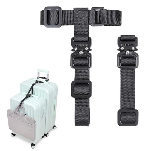 Vigorport Luggage Straps, Metal Luggage Connector Straps for Suitcases Add A Bag and Connect Your 2 Suitcases Together Adjustable Attachment Accessories Belts (0.75" Width Small Size) - Image 1