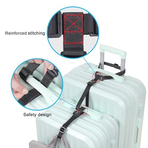 Vigorport Luggage Straps, Metal Luggage Connector Straps for Suitcases Add A Bag and Connect Your 2 Suitcases Together Adjustable Attachment Accessories Belts (0.75" Width Small Size) - Image 3