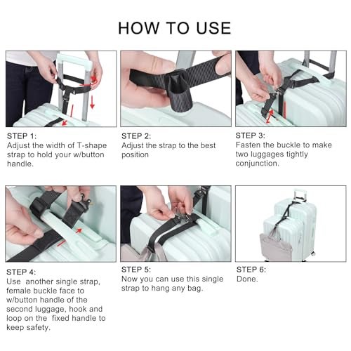 Vigorport Luggage Straps, Metal Luggage Connector Straps for Suitcases Add A Bag and Connect Your 2 Suitcases Together Adjustable Attachment Accessories Belts (0.75" Width Small Size) - Image 5
