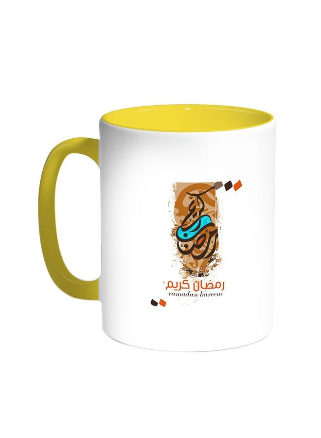 RKN Ramadan Kareem Printed Coffee Mug Yellow/White 11ounce - Image 2