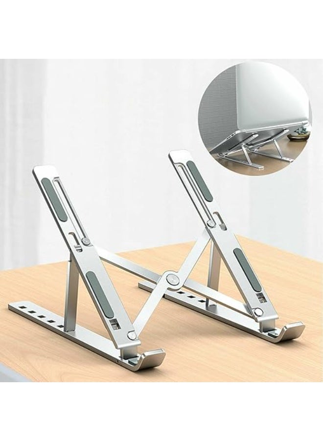 Portable laptop stand, foldable aluminum stand, 6 adjustable height and angle levels (silver) - Image 2