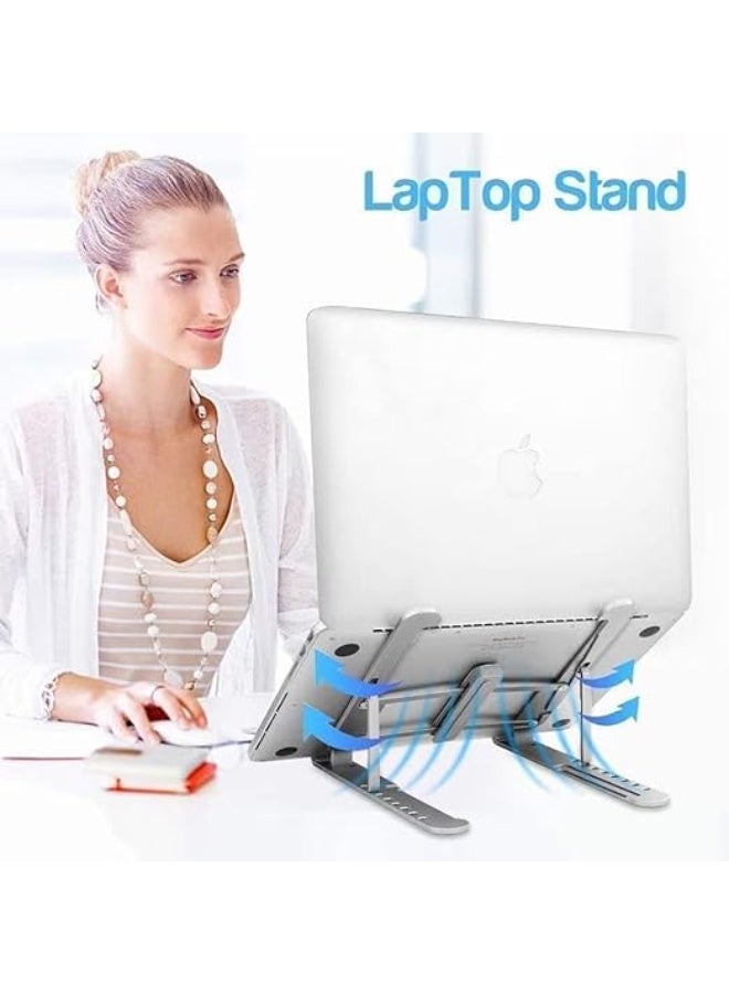 Portable laptop stand, foldable aluminum stand, 6 adjustable height and angle levels (silver) - Image 4