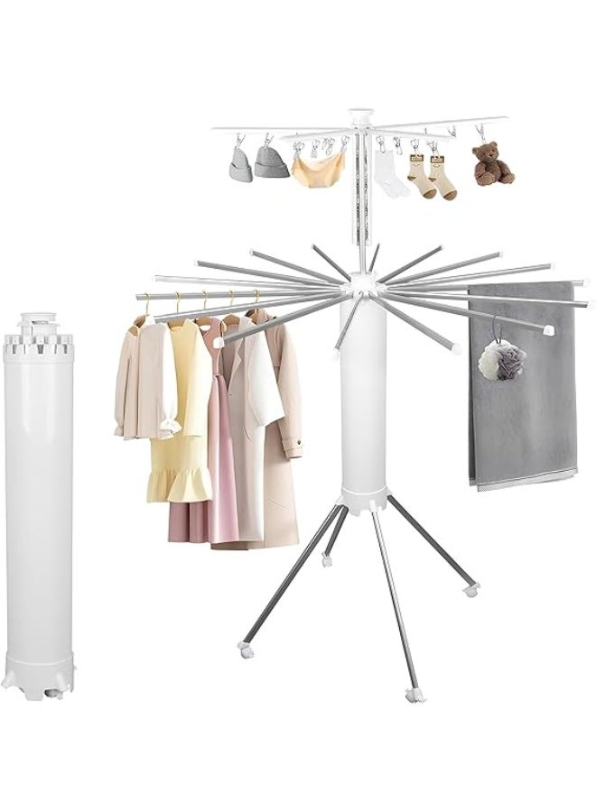 360° Rotating Clothes Drying Rack - Space-Saving Foldable Laundry Rack - Heavy-Duty Portable Stand - Ideal for Drying Clothes, Bed Sheets, and Towels - Mobility and Stable Wheels - Image 1