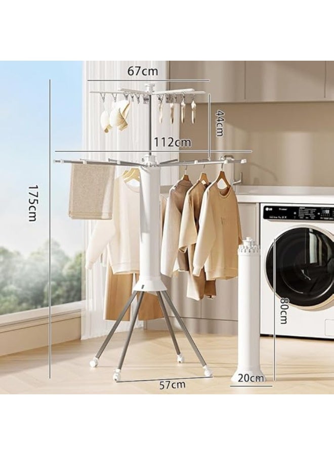 360° Rotating Clothes Drying Rack - Space-Saving Foldable Laundry Rack - Heavy-Duty Portable Stand - Ideal for Drying Clothes, Bed Sheets, and Towels - Mobility and Stable Wheels - Image 3