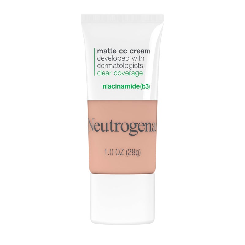 Neutrogena Clear Coverage Flawless Matte CC Cream, Full-Coverage Color Correcting Cream Face Makeup with Niacinamide (b3), Hypoallergenic, Oil Free & -Fragrance Free, Cool Beige, 1 oz - Image 1