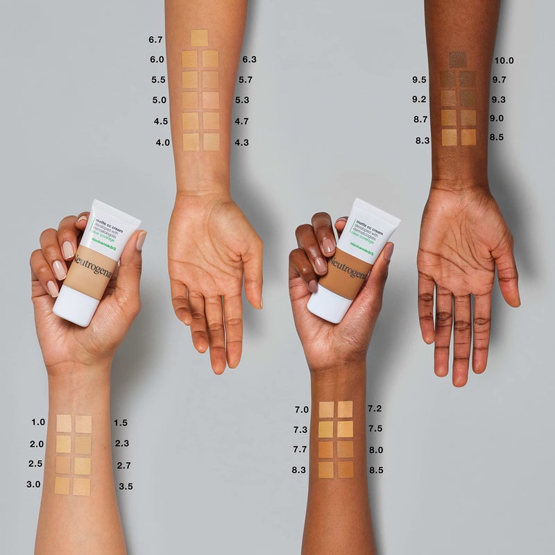 Neutrogena Clear Coverage Flawless Matte CC Cream, Full-Coverage Color Correcting Cream Face Makeup with Niacinamide (b3), Hypoallergenic, Oil Free & -Fragrance Free, Cool Beige, 1 oz - Image 2