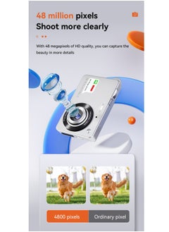 Gasin 48 Megapixel 2.7inch LCD Large Screen 8x Digital Zoom CCD Student Digital Camera HD Video Recording Ultra Long Life (Silver)  - Image 2