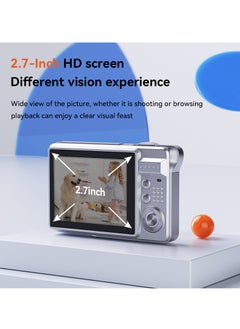 Gasin 48 Megapixel 2.7inch LCD Large Screen 8x Digital Zoom CCD Student Digital Camera HD Video Recording Ultra Long Life (Silver)  - Image 3