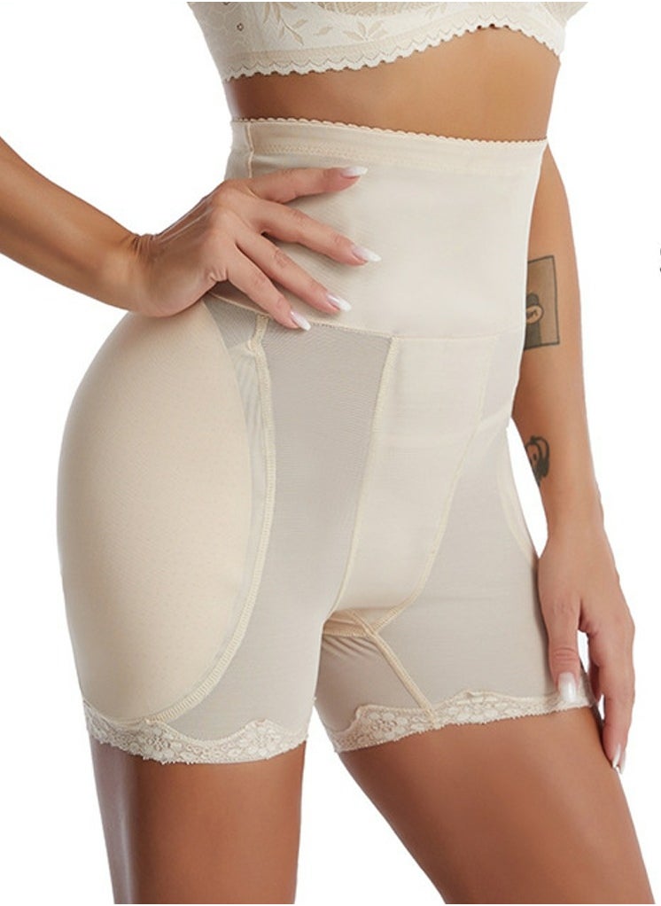 Loquat - Womens Body Shaper Tummy Control Boxer Briefs Solid Color High Raise Sponse Pad Hip Lift Shapewear Underwear Hip Panties Beige - Image 1