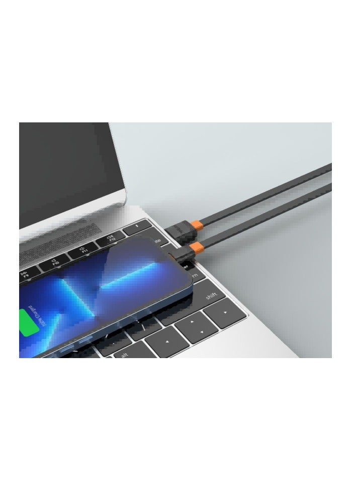 Celebrat CB-33 Portable USB To Lightning Fast Charge And Data Transmission Cable With Flat wire Design And Practical Fits Iphone 2.4A /480mbps /1M - Black - Image 2