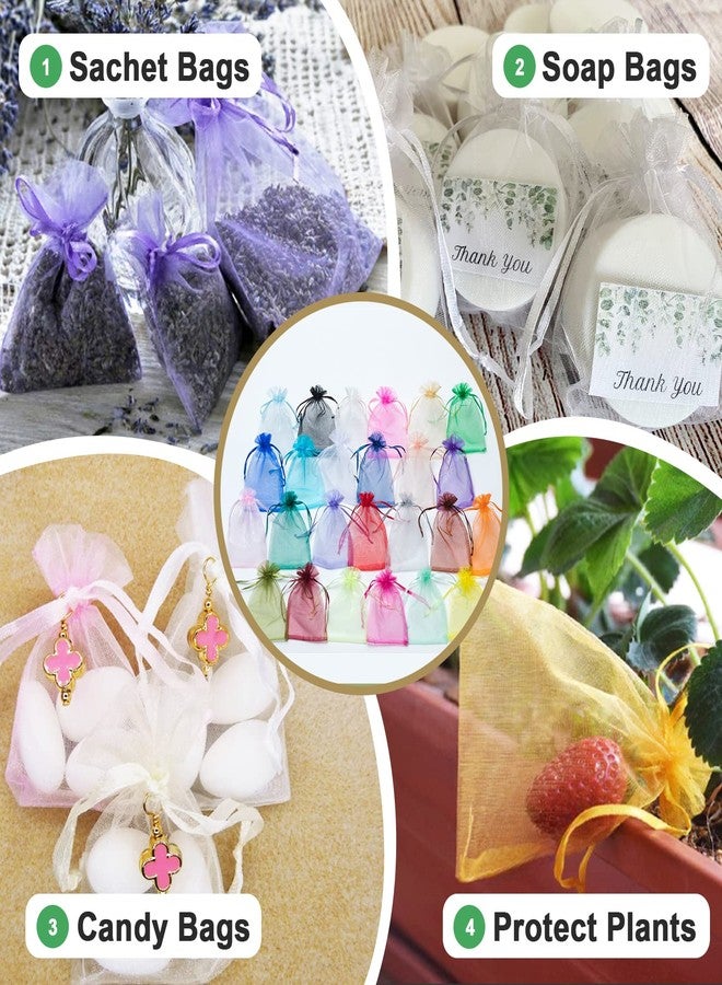 Ableme Deco Navy Blue Organza Bags 3x4 Inch (100 Pcs) Sheer Mesh Gift Bags Drawstring Sachet Jewelry Bags Organza Small Drawstring Pouch for Wedding Favor, Party, Soaps, Baby Shower Gifts - Image 4