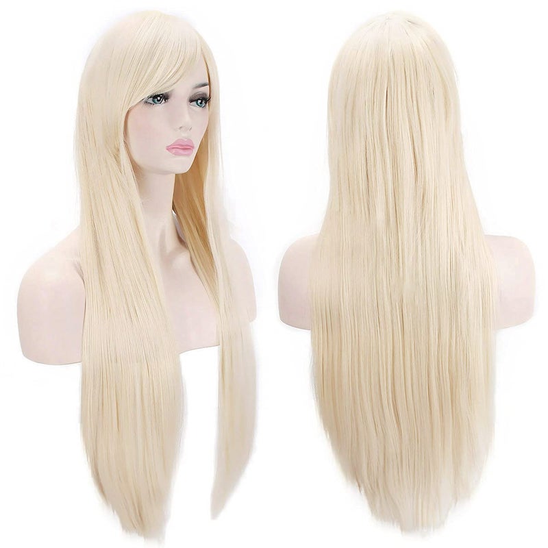 Akstore Wigs 32 inch Long Straight Anime Fashion Women's Cosplay Wig(Blonde) - Image 3