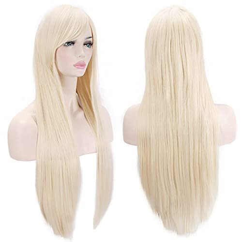 Akstore Wigs 32 inch Long Straight Anime Fashion Women's Cosplay Wig(Blonde) - Image 1