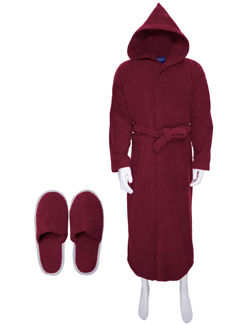 Banotex Egyptian Cotton Bath Robe With Bow, Slipper And Waist Belt For Unisex  - Image 1