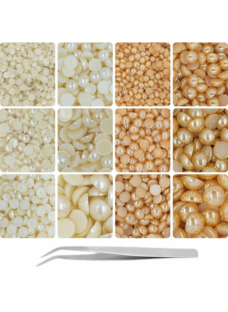 INDIKONB - INDIKONB 6200 Half Cut Pearls for Jewellery Making Craft, Round Flat Back Pastable Acrylic Pearls for Art, Craft, Scrapbooking, Decoration - Image 1