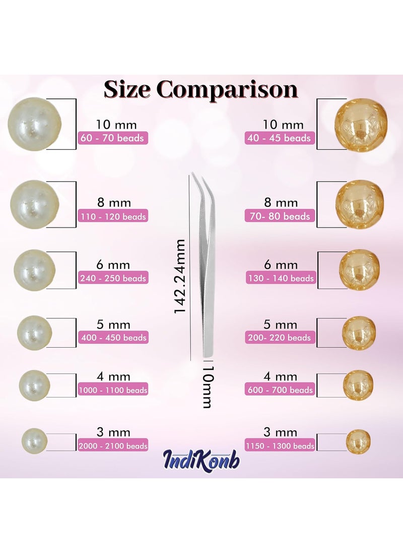 INDIKONB - INDIKONB 6200 Half Cut Pearls for Jewellery Making Craft, Round Flat Back Pastable Acrylic Pearls for Art, Craft, Scrapbooking, Decoration - Image 1