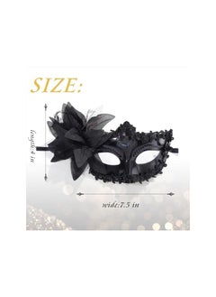 The Bros Women Masquerade Mask 2 Pcs Black Venetian Masks Plastic Flower Party Prom Ball Costume Mardi Gras  - Image 3