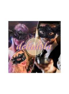 The Bros Women Masquerade Mask 2 Pcs Black Venetian Masks Plastic Flower Party Prom Ball Costume Mardi Gras  - Image 5