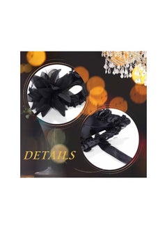 The Bros Women Masquerade Mask 2 Pcs Black Venetian Masks Plastic Flower Party Prom Ball Costume Mardi Gras  - Image 2