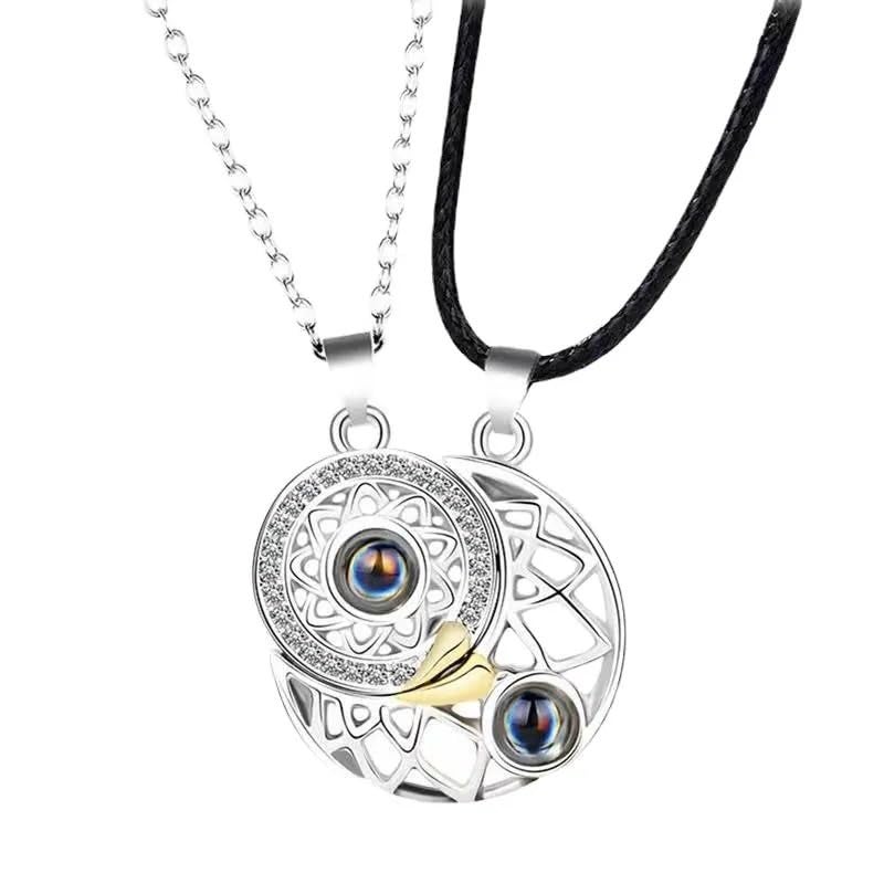 MEENAZ Pendant for Girls & Boys Couple Necklace Gifts Couple Pendant Valentine Special Love Heart Couple Pendants Stainless Steel Locket for Couples Gift for Girlfriend Valentine Gift for Girls - Image 1