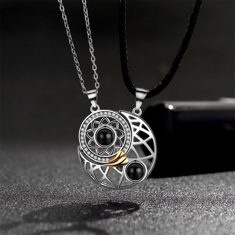 MEENAZ Pendant for Girls & Boys Couple Necklace Gifts Couple Pendant Valentine Special Love Heart Couple Pendants Stainless Steel Locket for Couples Gift for Girlfriend Valentine Gift for Girls - Image 4
