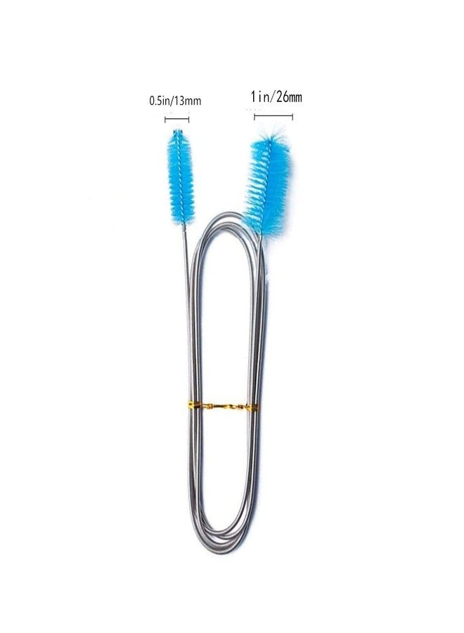 bnafes فرشاة تنظيف فلتر حوض السمك من bnafes، شعيرات مرنة مزدوجة الأطراف، منظف خرطوم، فرشاة تنظيف أنبوب طويل من الفولاذ المقاوم للصدأ لحوض السمك أو المطبخ المنزلي (أزرق سماوي) - Image 3