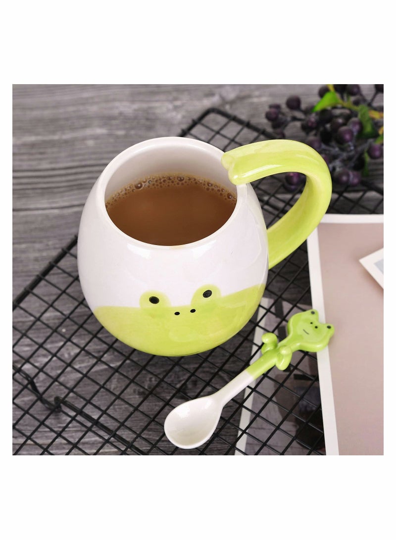 SYOSI Cute Coffee Mug Frog Animal Ceramic Coffee Mug with Spoon Funny Mug Novelty Cup, Ceramic Mug Gift,14.11 OZ  - Image 5