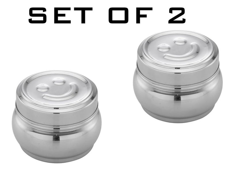 Expresso Stainless Steel Small/Mini Box Dabba/Container/Storage Box, Smiley,Capacity-120ml Each, Set of 2 - Image 2