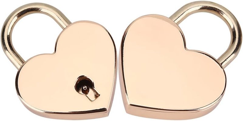 klarako Heart Lock and Key, 2 Pcs Heart Shaped Padlock Mini Heart Love Metal Vintage Lock with Keys for Jewelry Case Storage Box Diary Book Luggage, Pack of 2, Rose Gold - Image 5