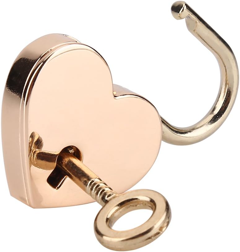 klarako Heart Lock and Key, 2 Pcs Heart Shaped Padlock Mini Heart Love Metal Vintage Lock with Keys for Jewelry Case Storage Box Diary Book Luggage, Pack of 2, Rose Gold - Image 2