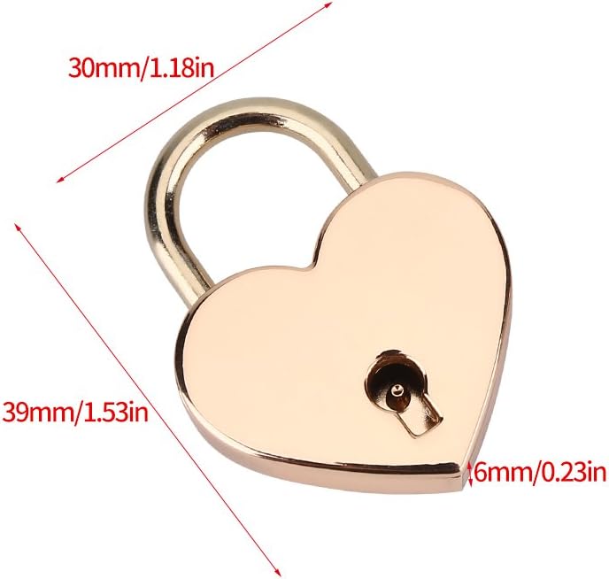 klarako Heart Lock and Key, 2 Pcs Heart Shaped Padlock Mini Heart Love Metal Vintage Lock with Keys for Jewelry Case Storage Box Diary Book Luggage, Pack of 2, Rose Gold - Image 4