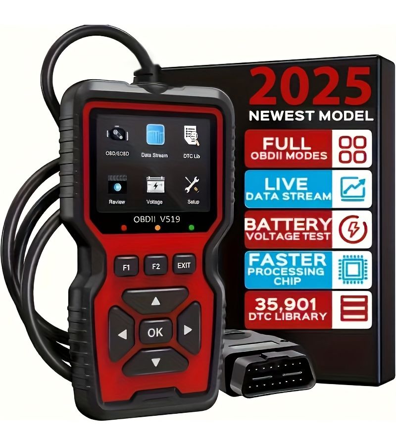 Red Professional OBD2 Scanner USB Powered Auto Diagnostic Tool with Real Time Data Flow Clear Engine Faults - Image 1