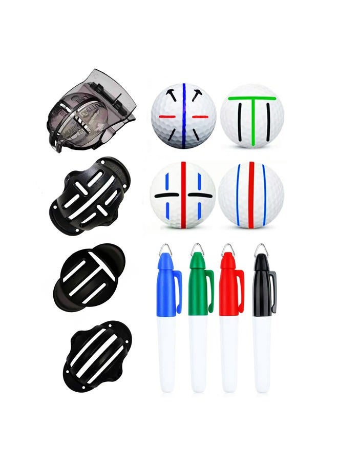 Eeokoka 8 Pack Precision Golf Ball Marker, Upgrade Golf Accessories, 4 Golf Ball Marking Stencils and 4 Colors Golf Ball Markers, Golf Ball Line Marker Tool, Golf Ball Alignment and Identification Tool - Image 1