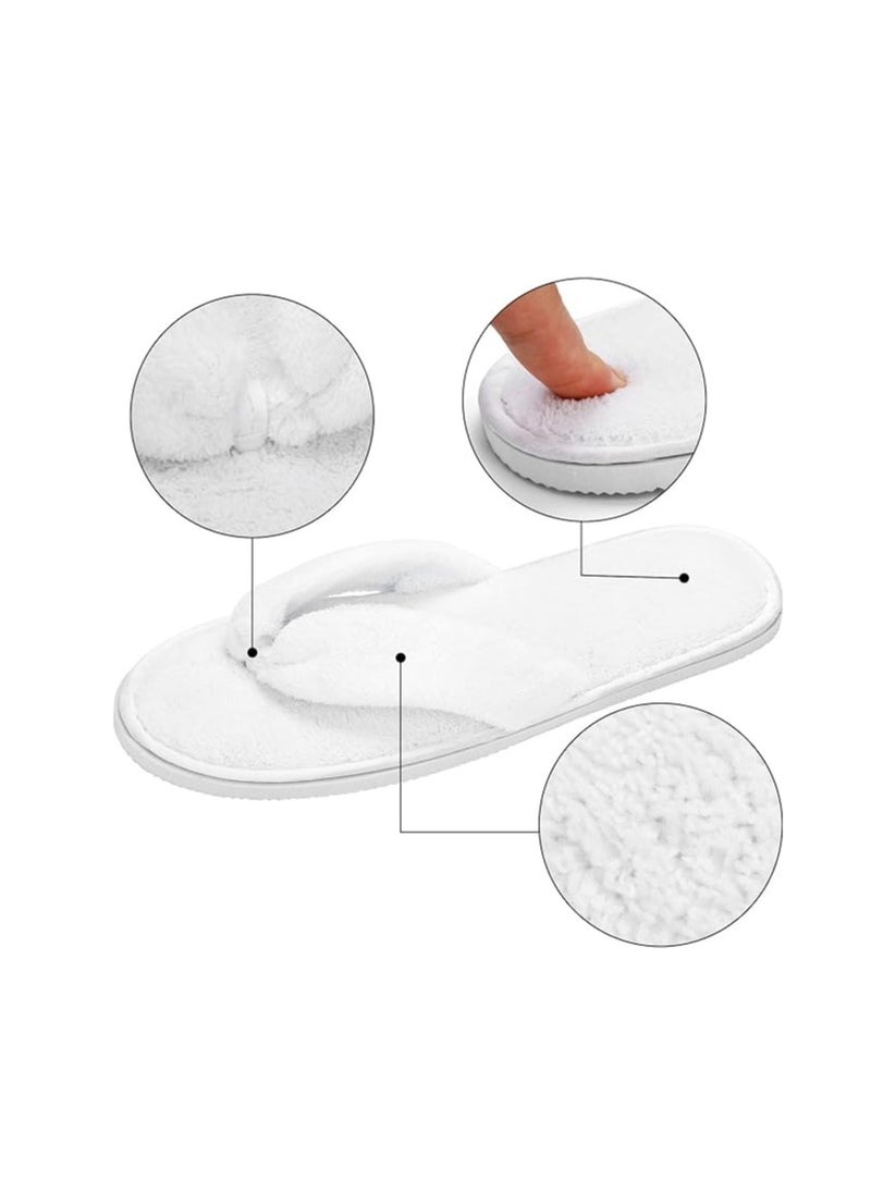 Excefore - 6 Pack Flip Flop Spa Slippers, Slippers Non Slip, Fluffy Coral Fleece Reusable House Slippers Guest Slippers Hotel Slippers for Guests, Hotel, Travel, Washable - Image 1