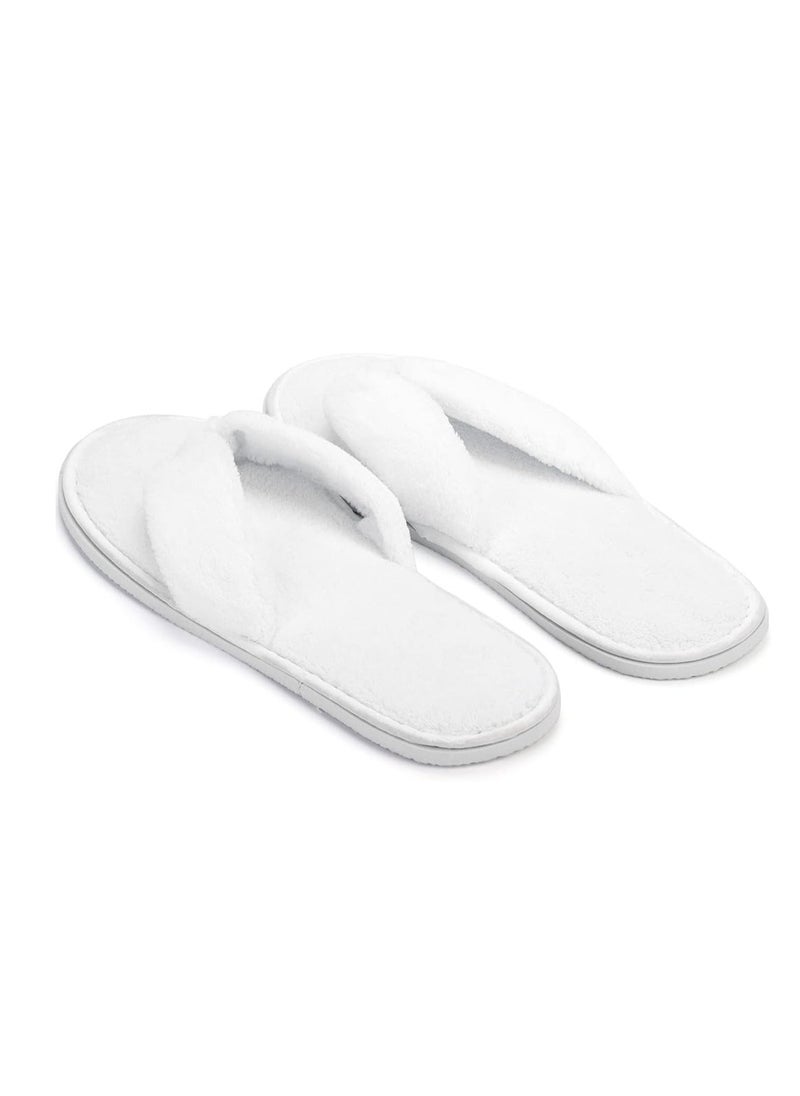 Excefore - 6 Pack Flip Flop Spa Slippers, Slippers Non Slip, Fluffy Coral Fleece Reusable House Slippers Guest Slippers Hotel Slippers for Guests, Hotel, Travel, Washable - Image 1