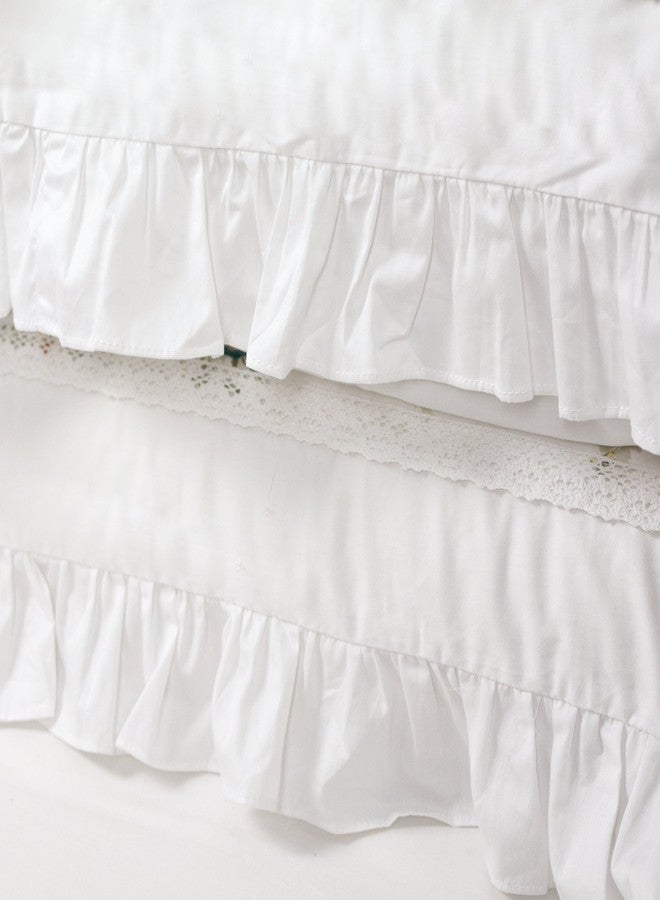 فادفاي أغطية وسائد FADFAY بنقشة زهور وردية رثة، طراز ريفي أنيق، دانتيل عتيق، كشكشة، مقاس قياسي 19 بوصة × 29 بوصة (مفرد/مزدوج/ملكة، ورد عتيق) - Image 4