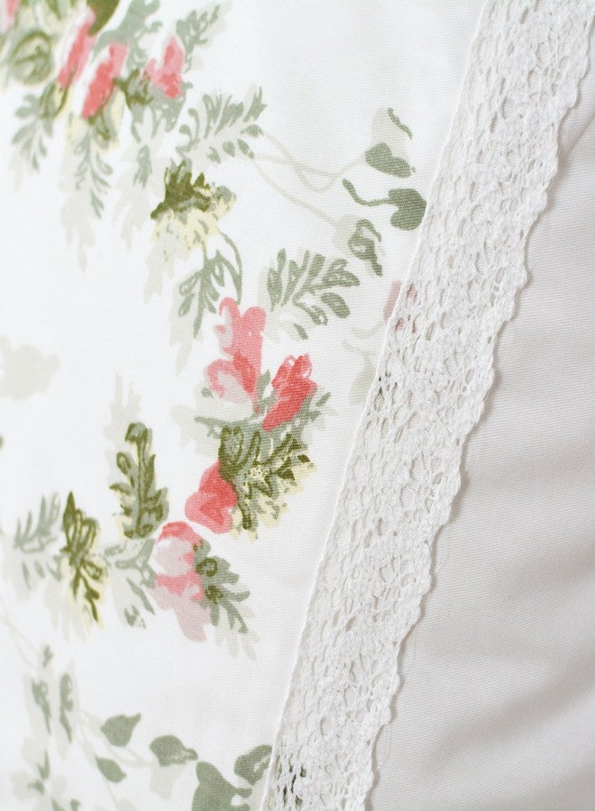 فادفاي أغطية وسائد FADFAY بنقشة زهور وردية رثة، طراز ريفي أنيق، دانتيل عتيق، كشكشة، مقاس قياسي 19 بوصة × 29 بوصة (مفرد/مزدوج/ملكة، ورد عتيق) - Image 2