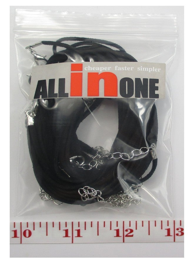 اول إن وان طقم عقد من 10 قطع من الجلد الصناعي والجلد المدبوغ مع مشبك لوبستر وسلسلة طويلة (17 بوصة، أسود) - Image 4