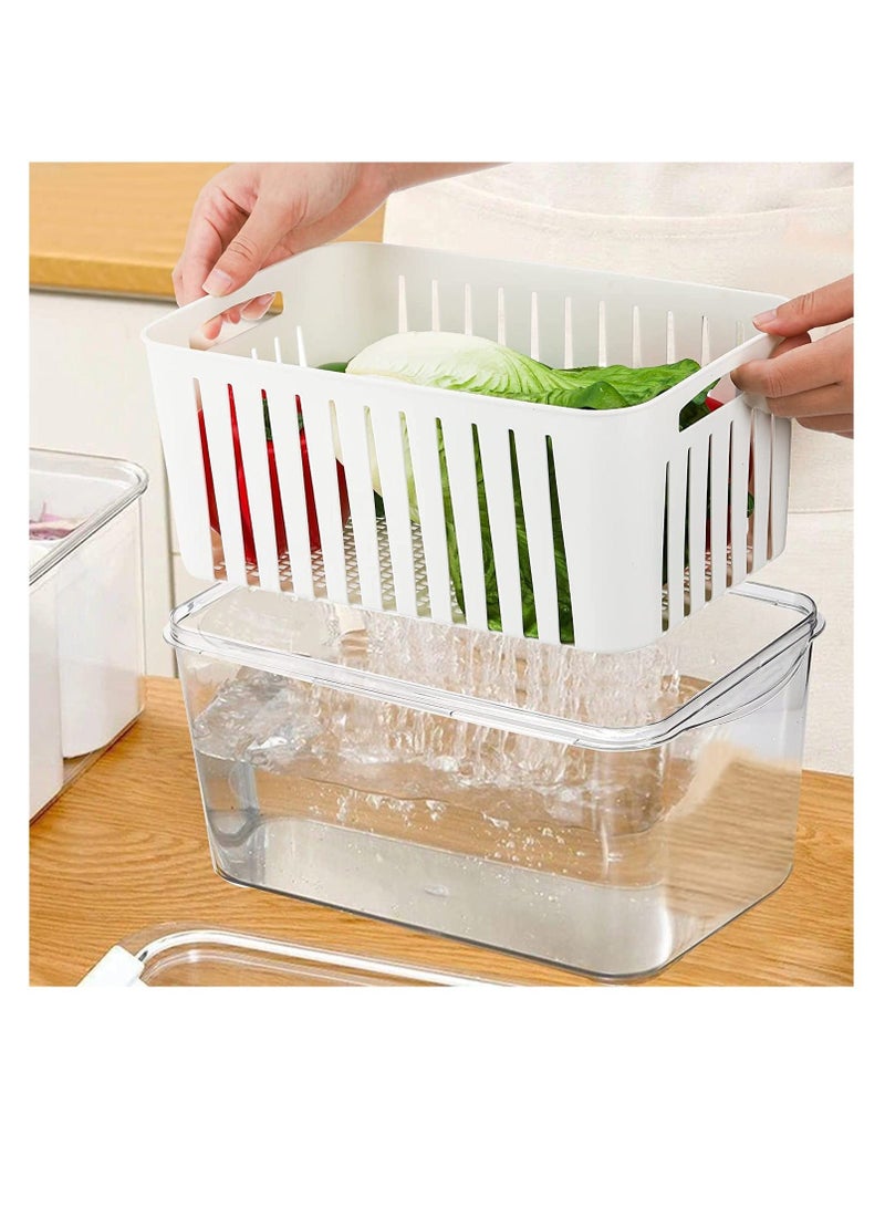 Refrigerator Saver Containers with Time Setting, 3 Pcs Fruit Vegetable Storage Containers for Refrigerator, Food Storage Containers for Fridge with Drain Basket, for Freezer, Countertops, Cabinet    ★ - Image 3