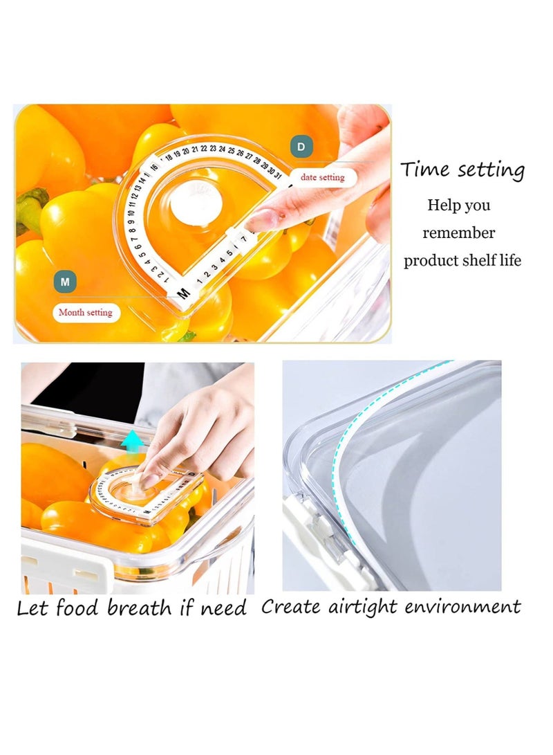 Refrigerator Saver Containers with Time Setting, 3 Pcs Fruit Vegetable Storage Containers for Refrigerator, Food Storage Containers for Fridge with Drain Basket, for Freezer, Countertops, Cabinet    ★ - Image 4