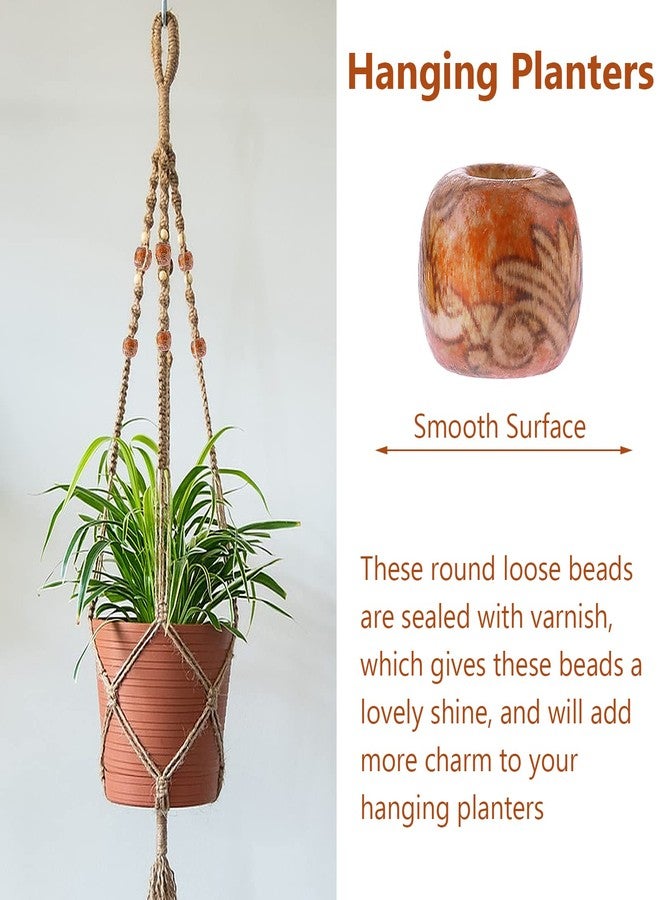 Prasacco 200 Pcs Macrame Printed Wooden Beads - Loose Spacer Hair Beads for Braids & Crafting Bracelets - Image 5