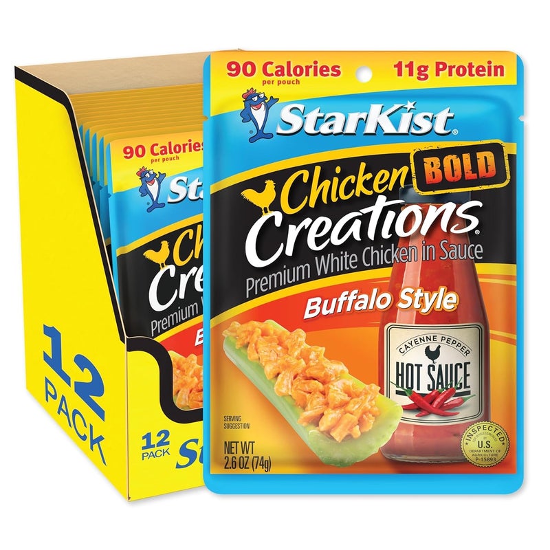 StarKist Chicken Creations BOLD Buffalo Style Pouch 26 oz  12 Pack Fully Cooked High Protein White Meat Gluten Free No Draining Ready to Eat for Salad and Sandwiches - Image 3