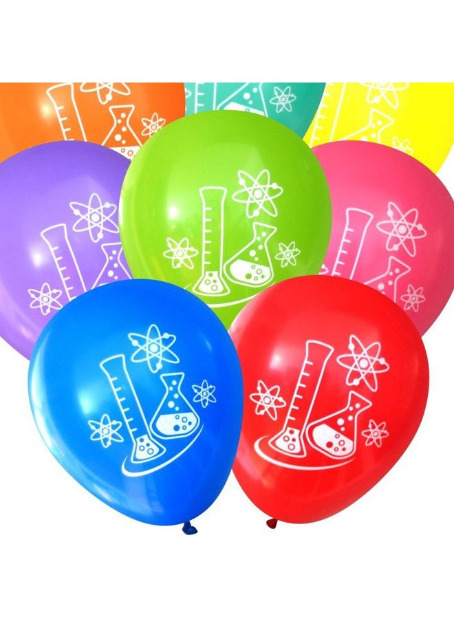 Nerdy Words Mad Science Party Balloons - Flasks and Atoms (16 pcs, Two-Sided) (Assorted) - Image 2