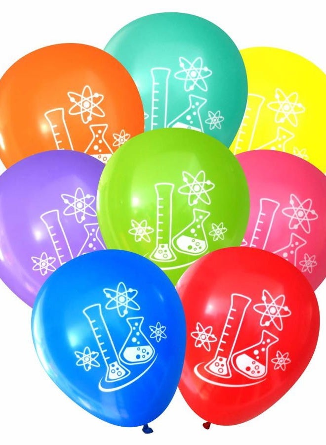 Nerdy Words Mad Science Party Balloons - Flasks and Atoms (16 pcs, Two-Sided) (Assorted) - Image 1