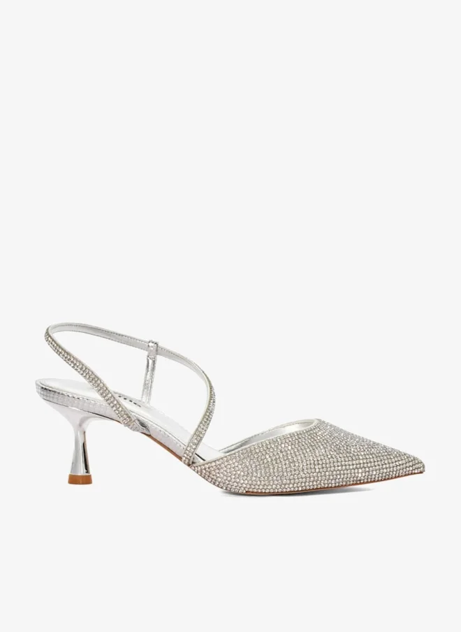 Pointed Toe Ankle Strap Mid Heel Pumps