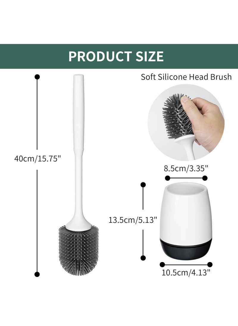 Hibbent - 2 Pack Toilet Brush with Ventilated Drying Holder, Silicone Toilet Bowl Brush Bathroom Cleaning Bowl Brush Kit Sturdy Cleaning Toilet Brush, Floor Standing & Wall Mounted Without Drilling, Black - Image 1