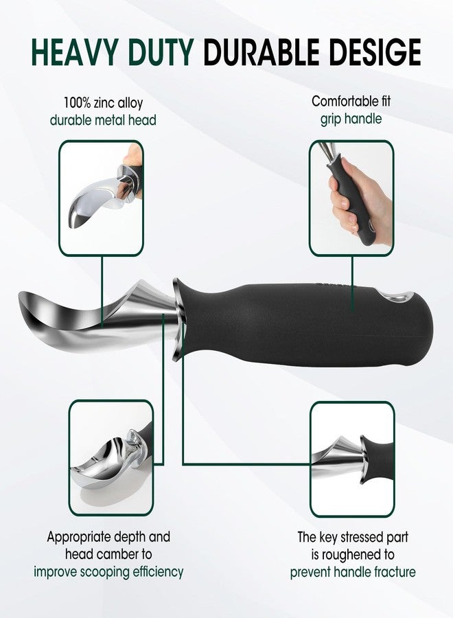 Beneno Heavy Duty Ice Cream Scoop - Upgraded Anti-Fracture Design, Comfortable Grip Long Handle, Effortless Scooping & Dishwasher Safe, Black - Image 2