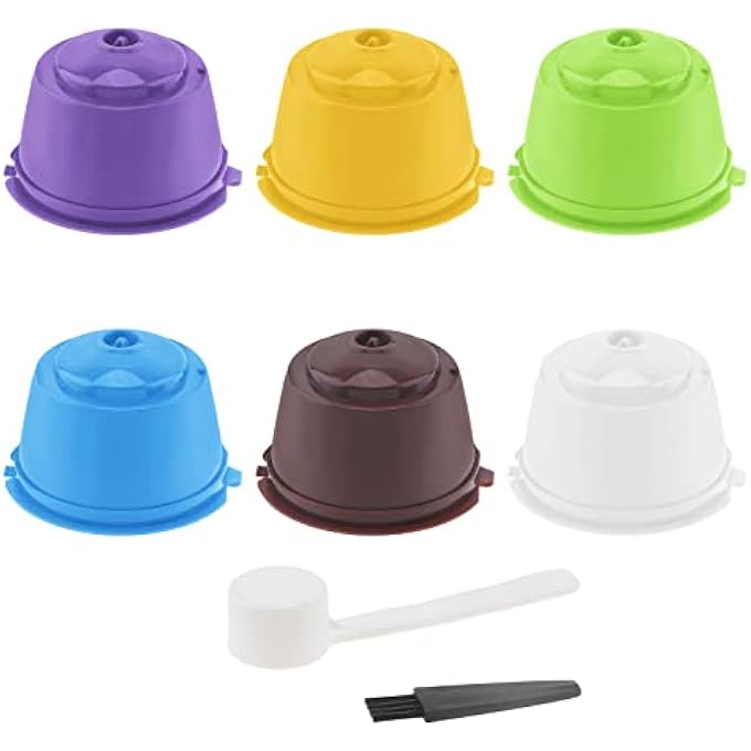 TQEONKL Reusable Coffee Capsule For Nescafe Dolce Gusto Brewers 6 Pack Refillable Colorful Coffee Capsule Filter With Cleaning Brush And Measuring Spoon - Image 2